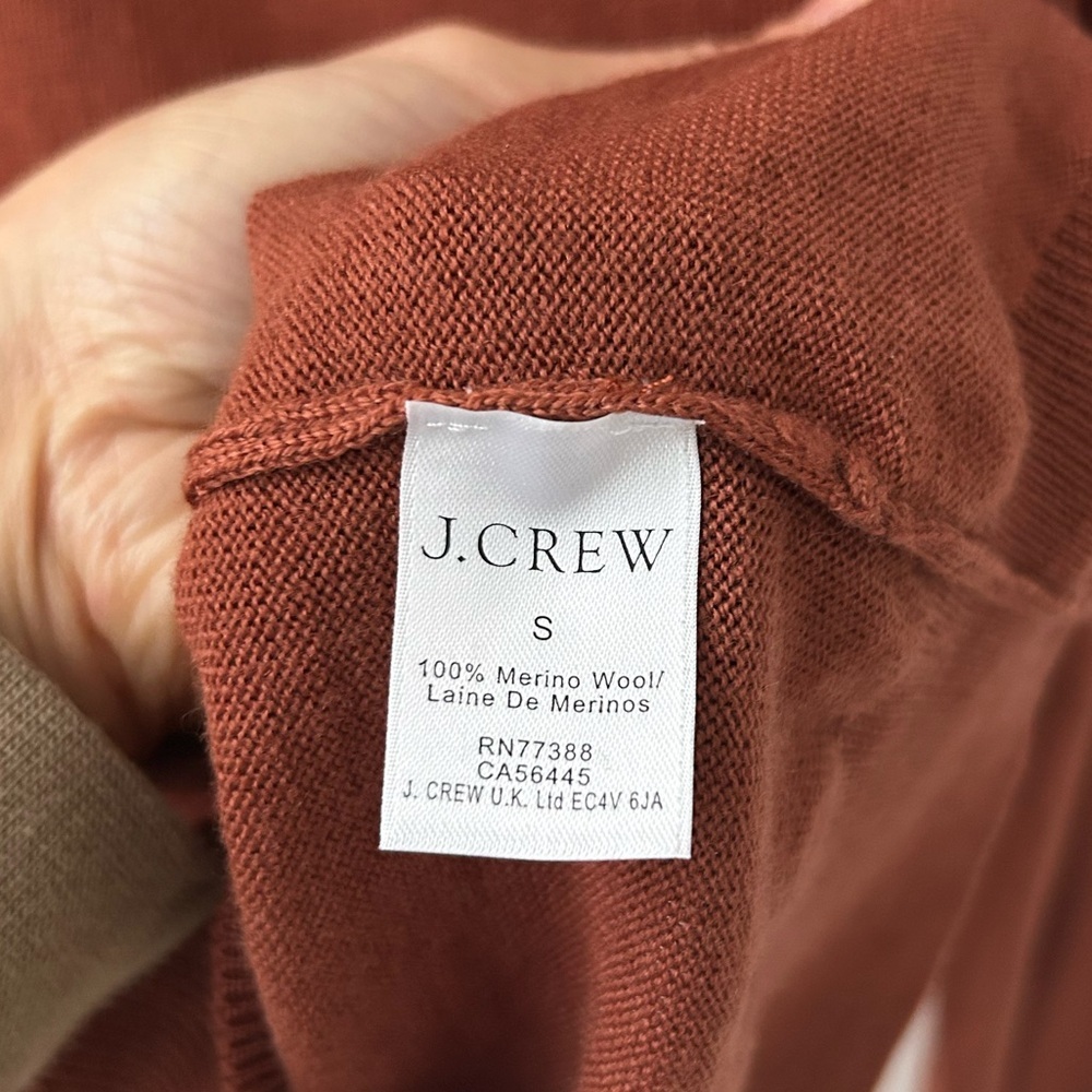 Jcrew merino wool burnt orange v neck sweater - Picture 7 of 10